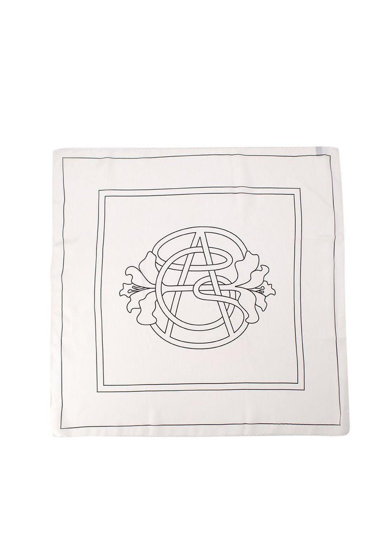 Gallello Atelier Bespoke Cream Printed Silk Scarf