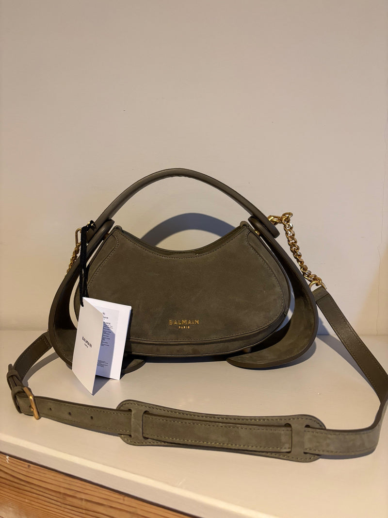 Balmain Khaki Suede Jodie Madame Bag