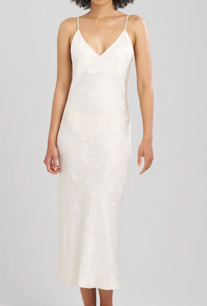 Natori Ines Jacquard Silk Slip Dress