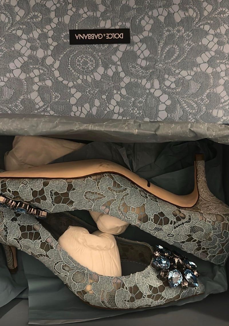 Dolce & Gabbana TBlue aprmina Lace crystals shoes