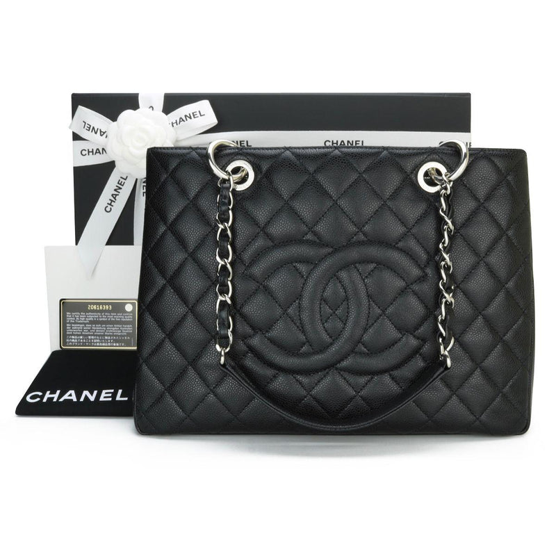 Chanel Black Caviar Leather Grand Shopping Tote