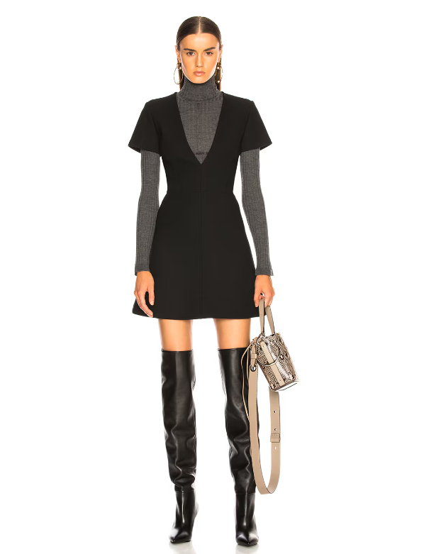 Black Virgin Wool And Silk Mini Dress