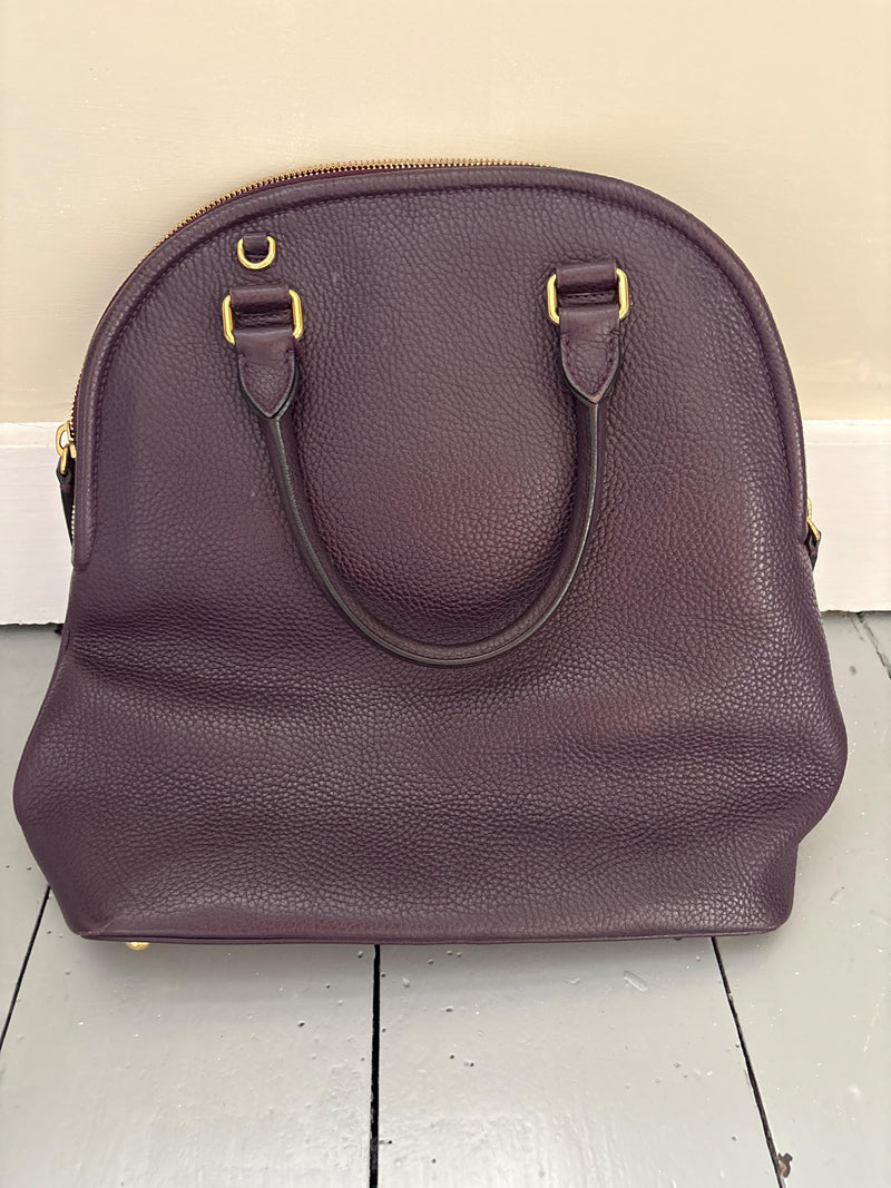 Burberry Deep Purple Leather Tote Bag With Strap