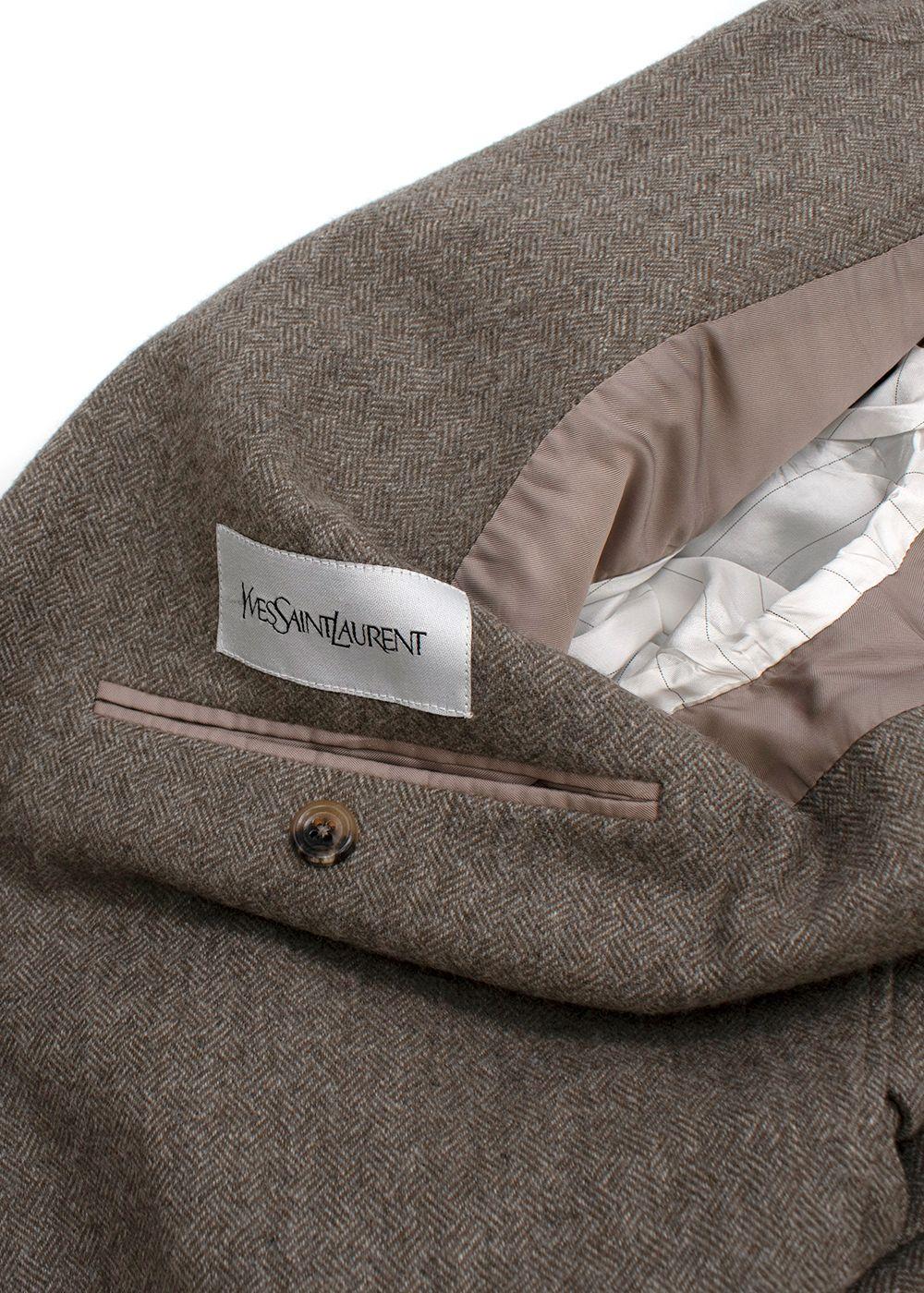 Vintage Stone Herringbone Tweed Single Breasted Blazer