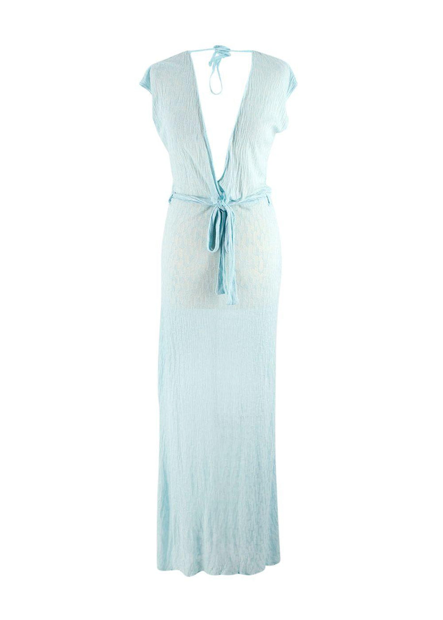 Melissa Odabash Light Blue Fine Knit Beach Cover Up Maxi Dress
