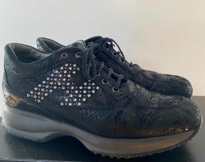 Hogan Black Lace Interactive Crystal H Sneakers