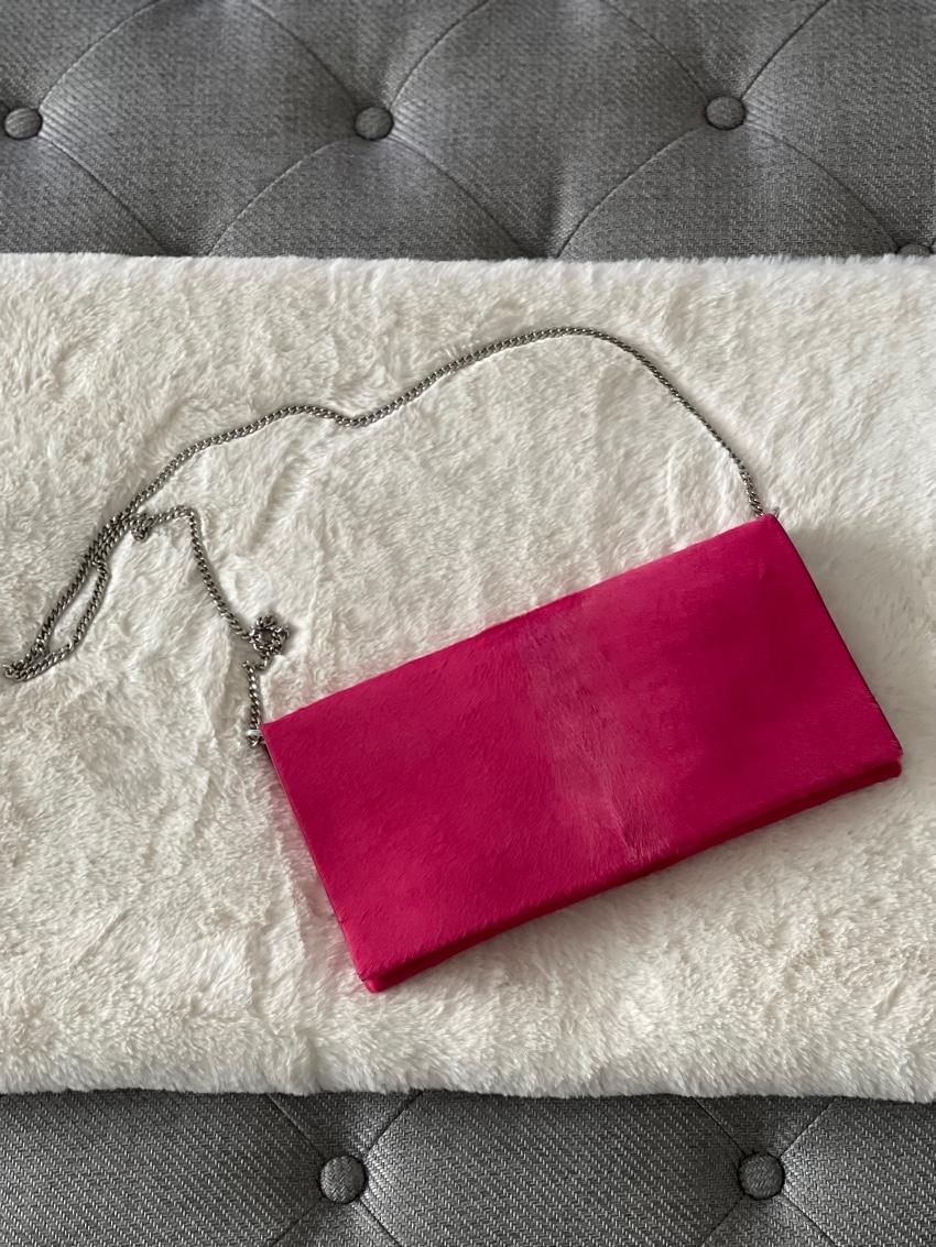 Theory Hot Pink Calf Hair Chain Clutch