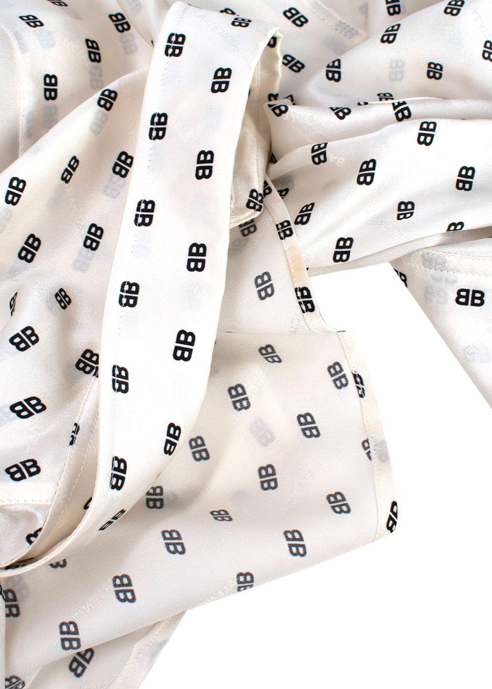 Balenciaga Ivory Monogram Silk Oversized Shirt