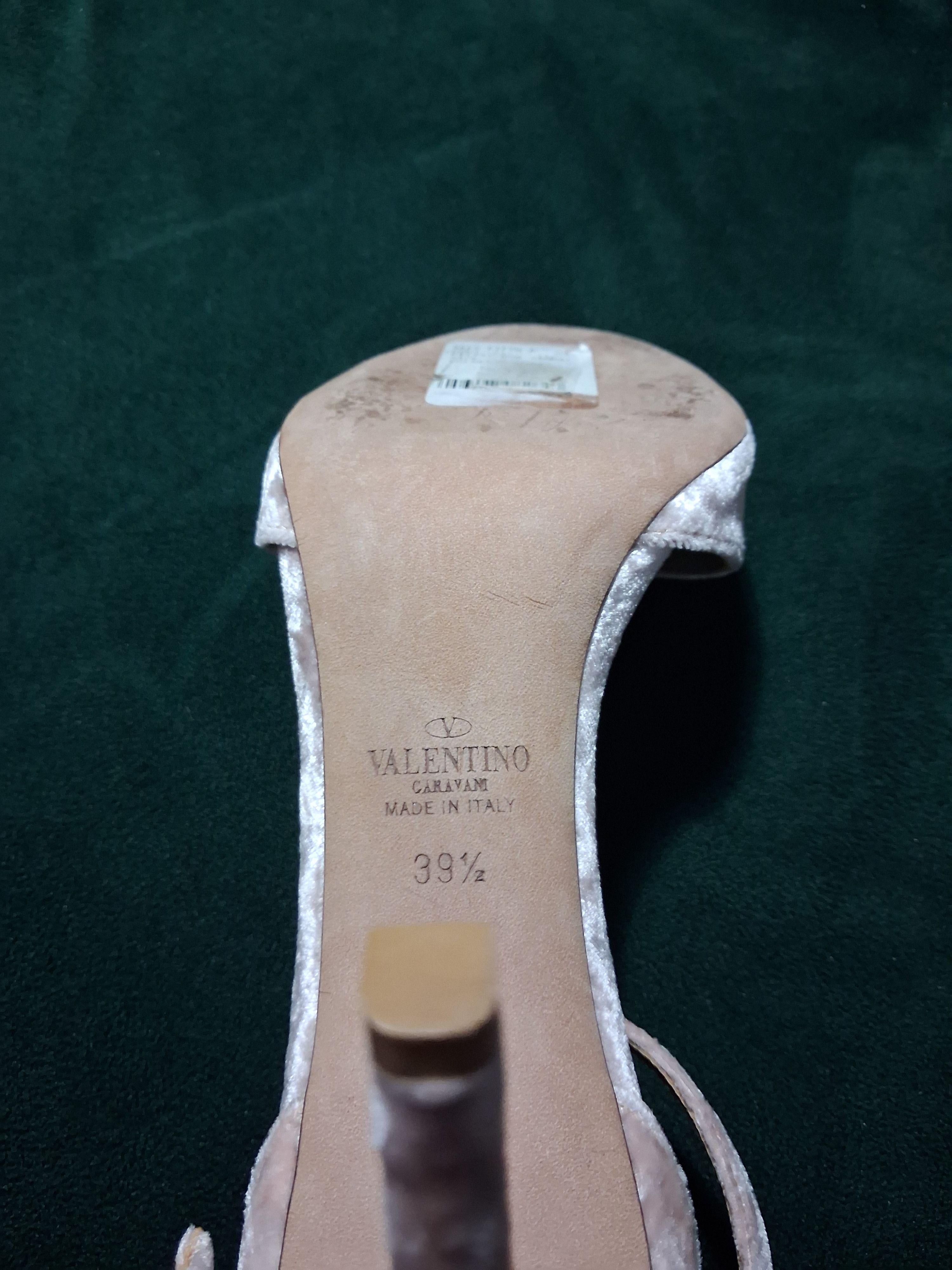 Valentino Blush Velvet Heeled Sandals