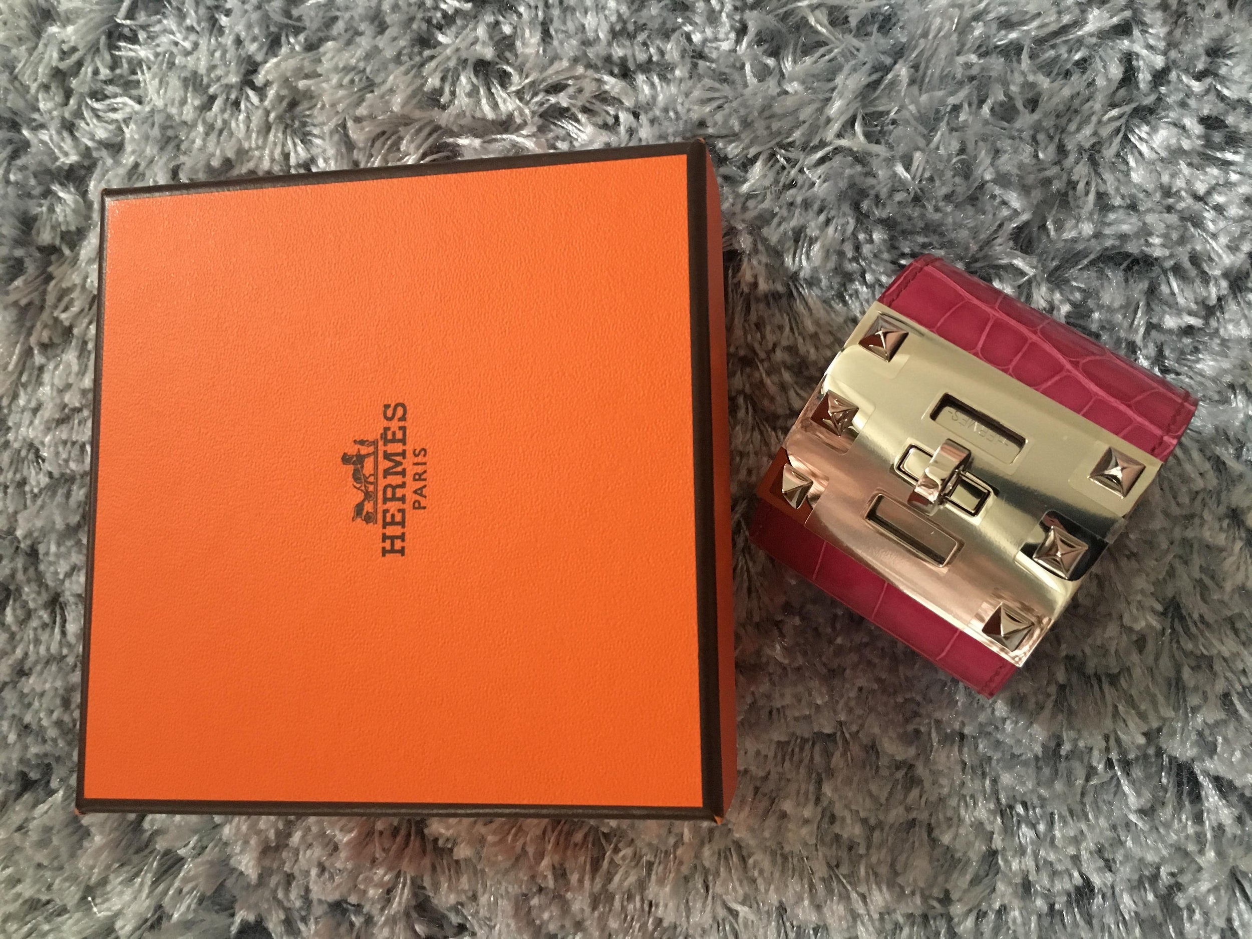 Hermes Rose Scheherazade Kelly Dog Cuff