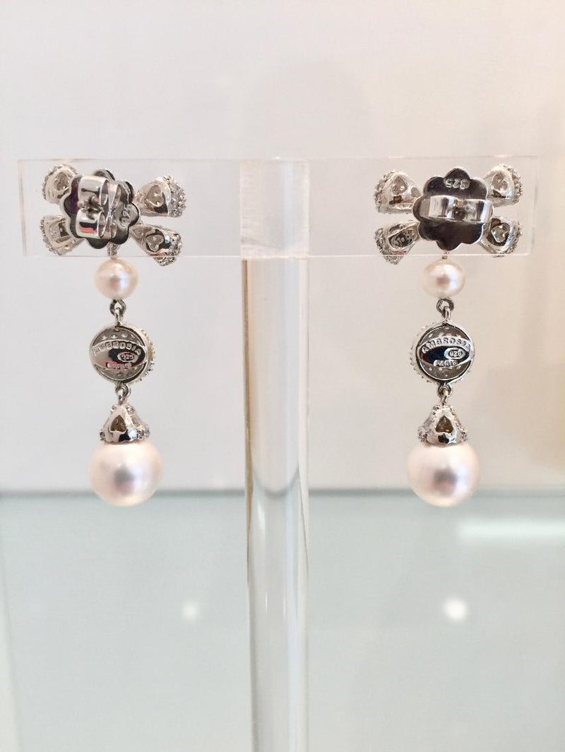 Ambrosia Paris haute couture crystal and pearl earrings