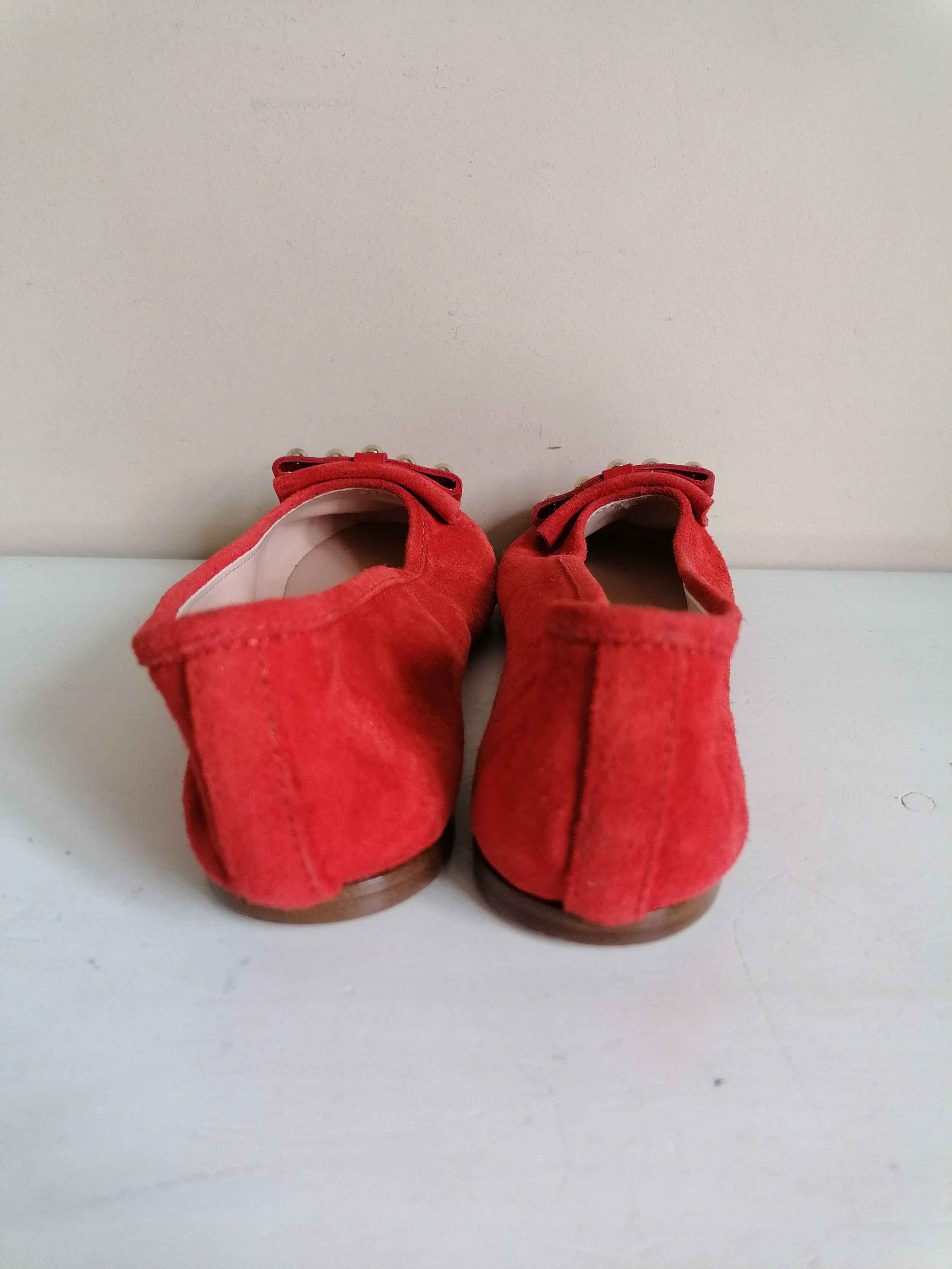 REDValentino Red Suede Fringed Ballerinas