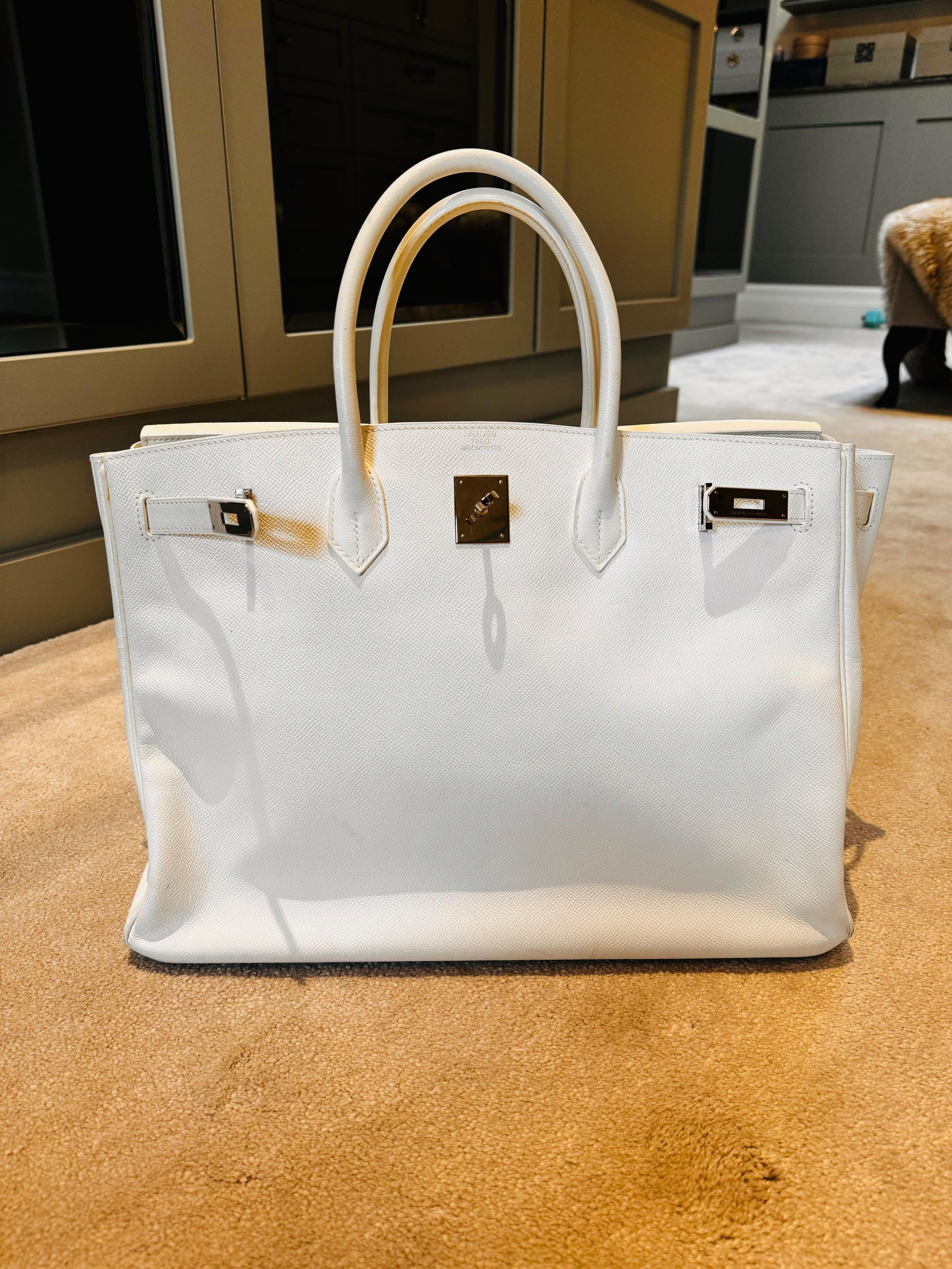 Hermes White Birkin 40 Retourne with Palladium Hardware