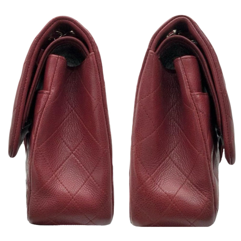 Chanel Burgundy Caviar Leather Jumbo Double Flap Bag