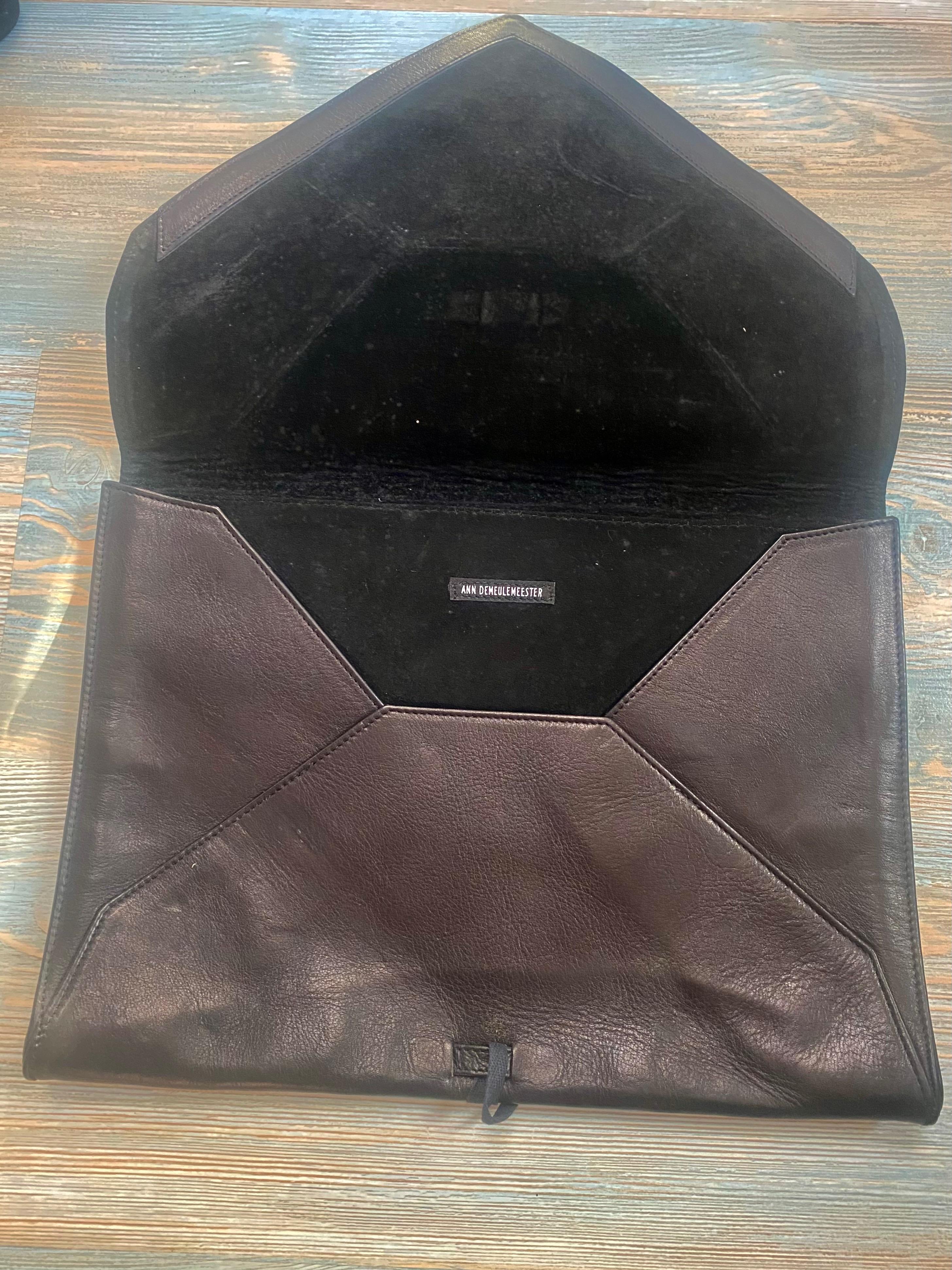 Ann Demeulemeester Black Leather Envelope Clutch Bag