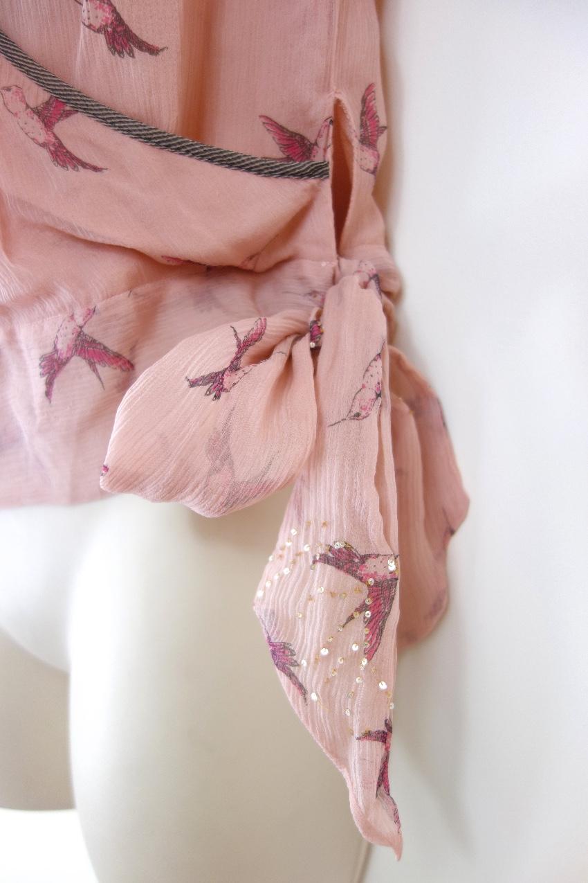 Temperley hummingbird-print wrap top