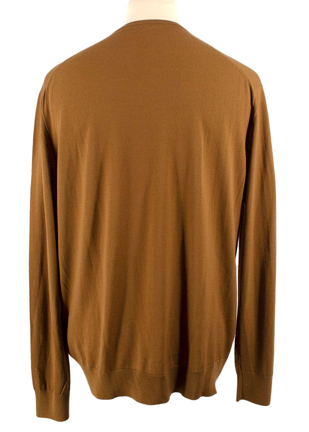 Bespoke Brown Fine Knit V Neck Sweater