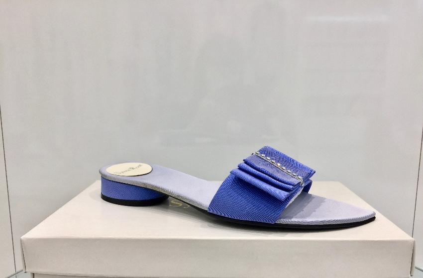 Sylvie Rost Paris Blue Bow Slides