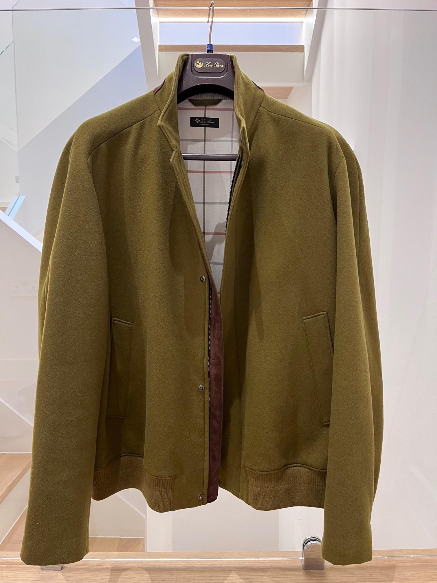 Khaki Cashmere Bomber Jacket