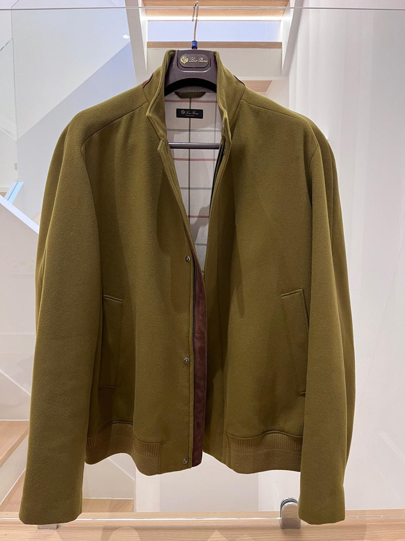 Khaki Cashmere Bomber Jacket
