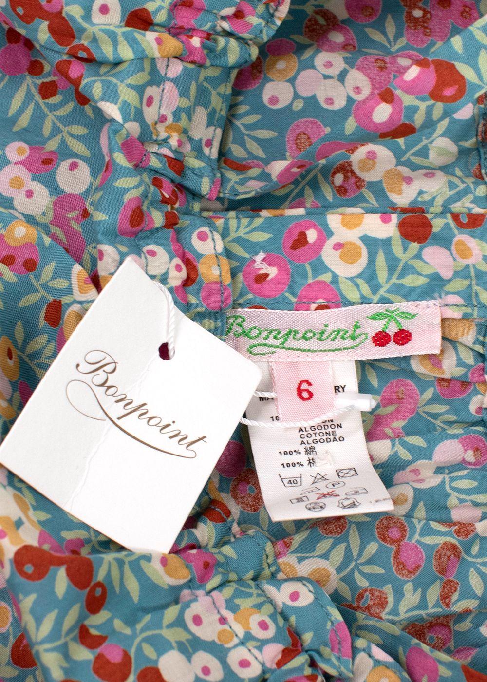 Bonpoint Baby 6m Blue Floral Overalls