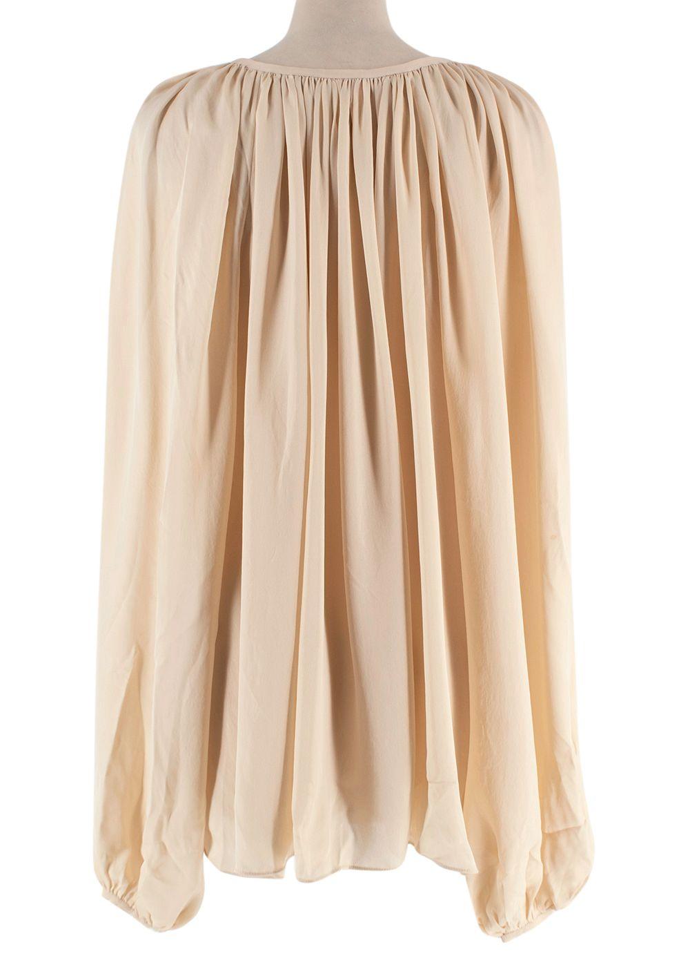 Lanvin Nude Drawstring Silk Blouse
