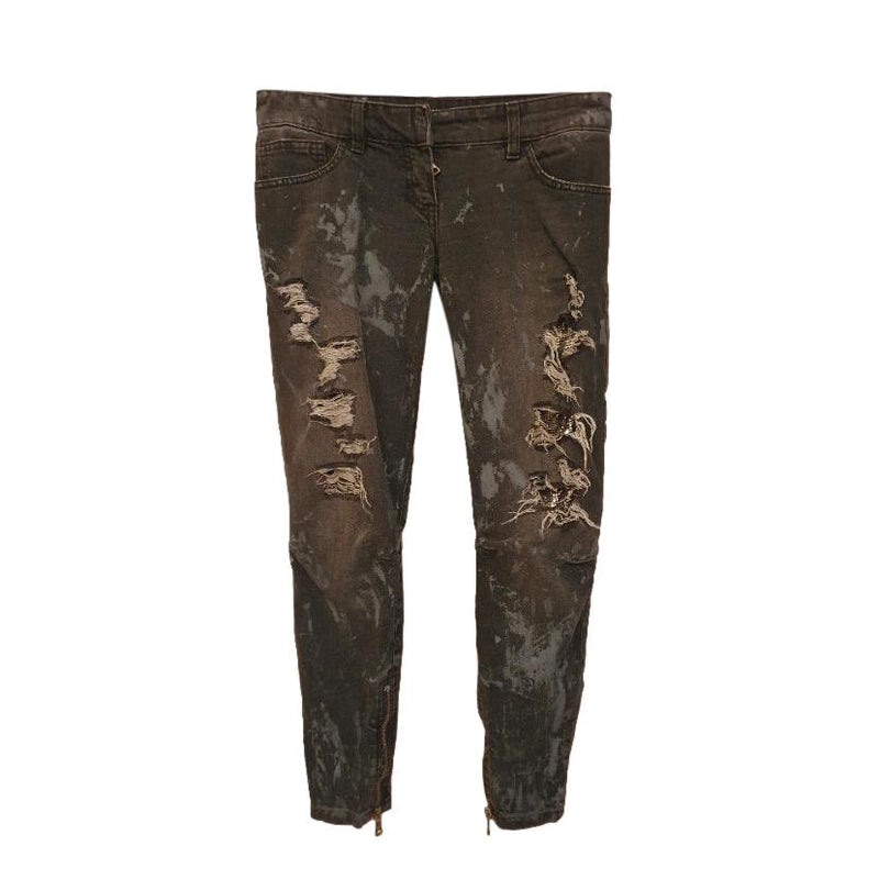 Balmain Grey Low Rise Distressed Jeans
