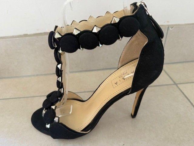 Alaia Black Suede T-Strap Bombe Sandals