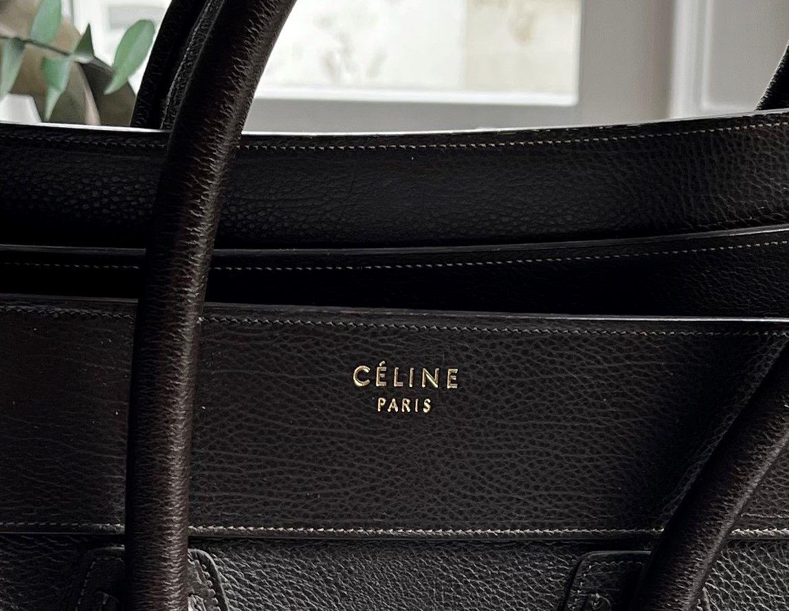 Brown Grained Calfskin Mini Luggage Bag