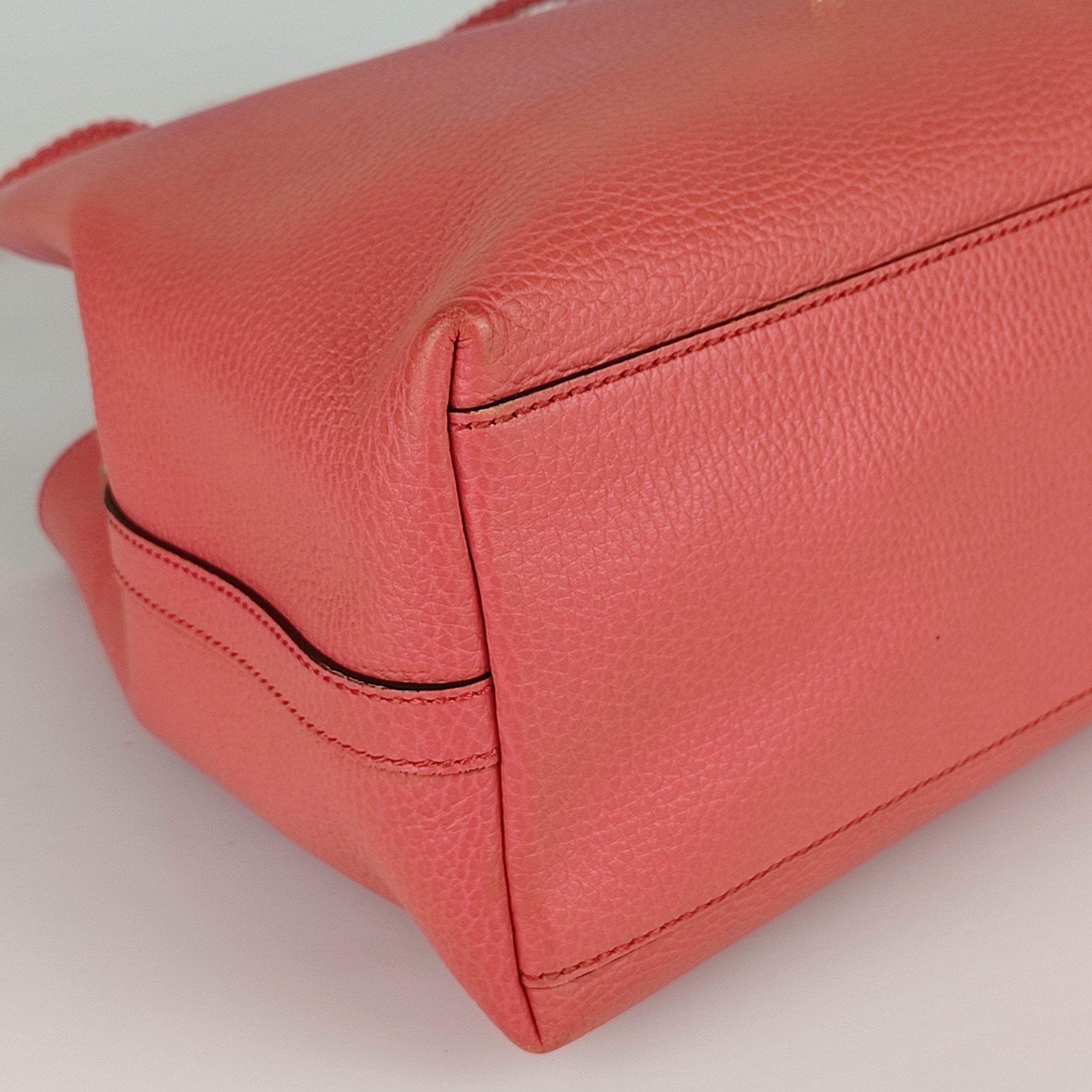 Vintage pink leather tote bag
