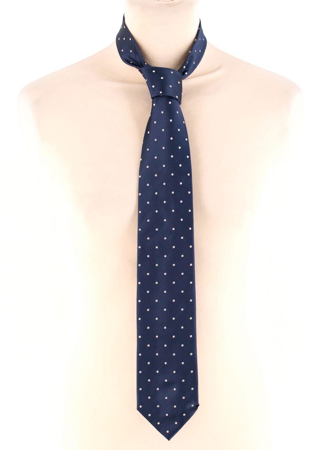D'Avino Napoli Navy And White Dot Satin Tie