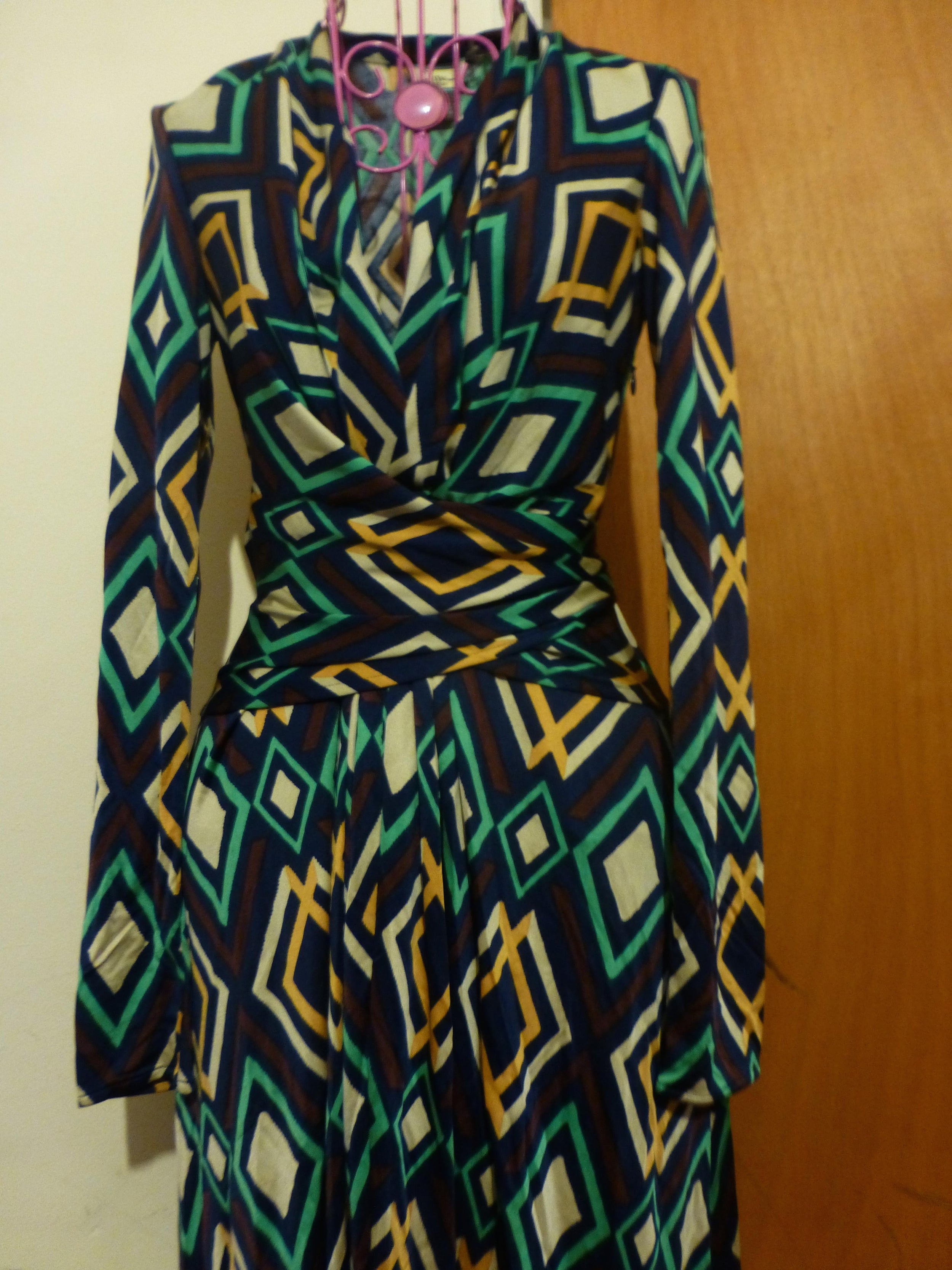 ISSA LONDON DIAMOND PRINT SILK JERSEY DRESS NEW WITH TAG UK8 US4