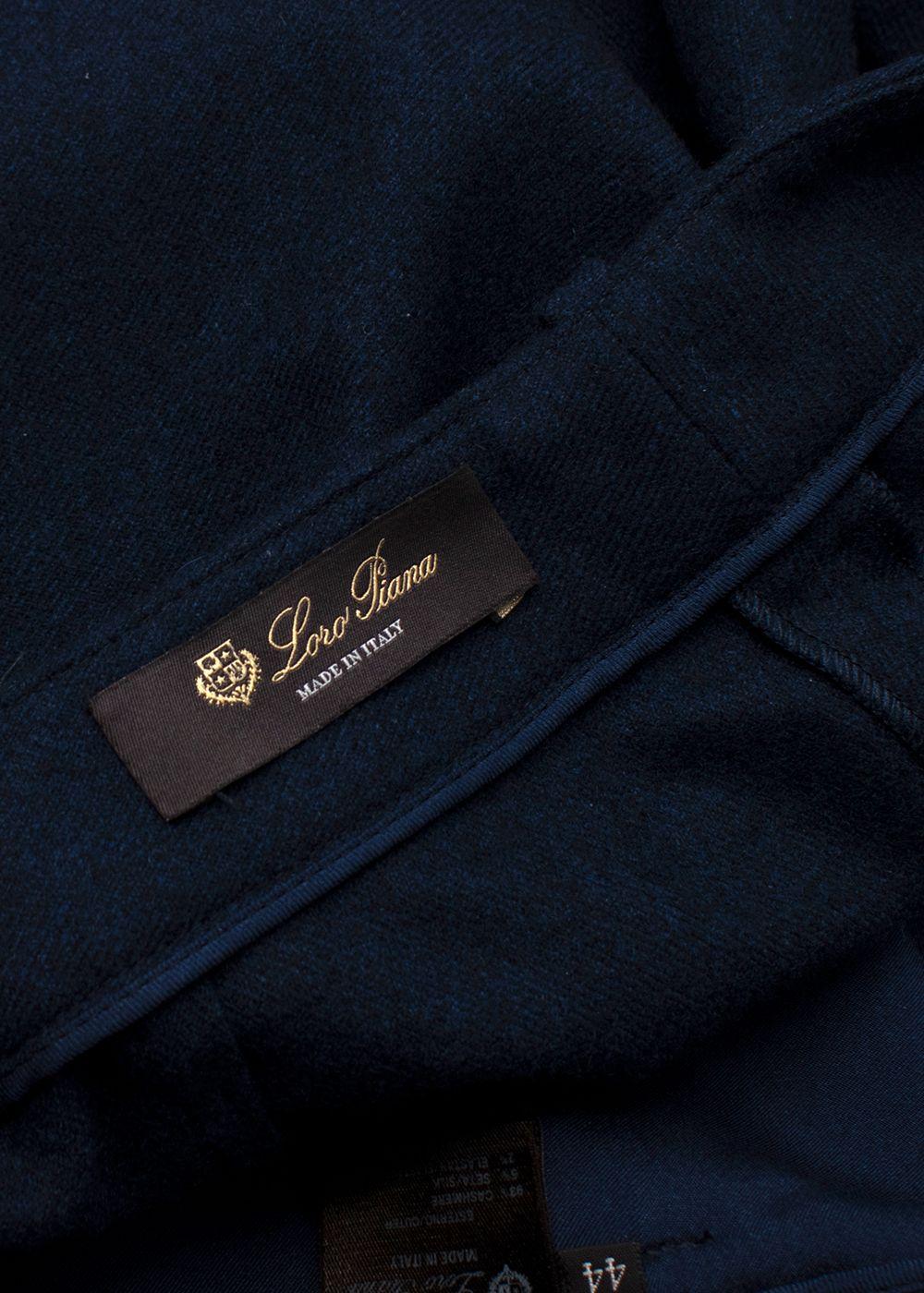 Loro Piana Mens Navy Cashmere Trousers
