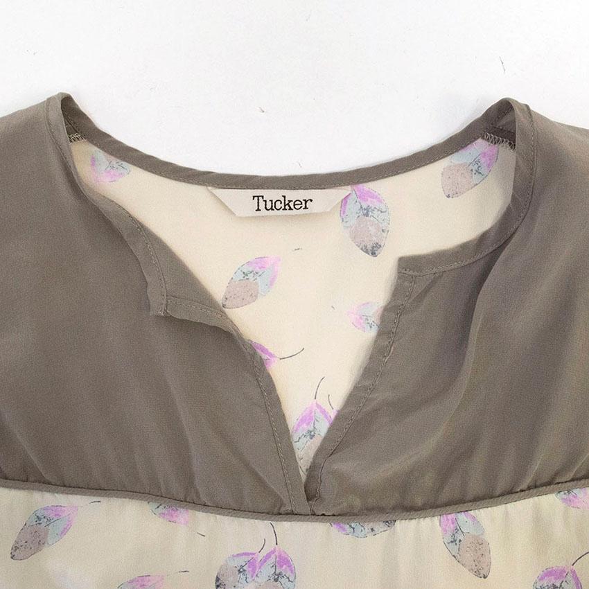 Tucker leaf print blouse