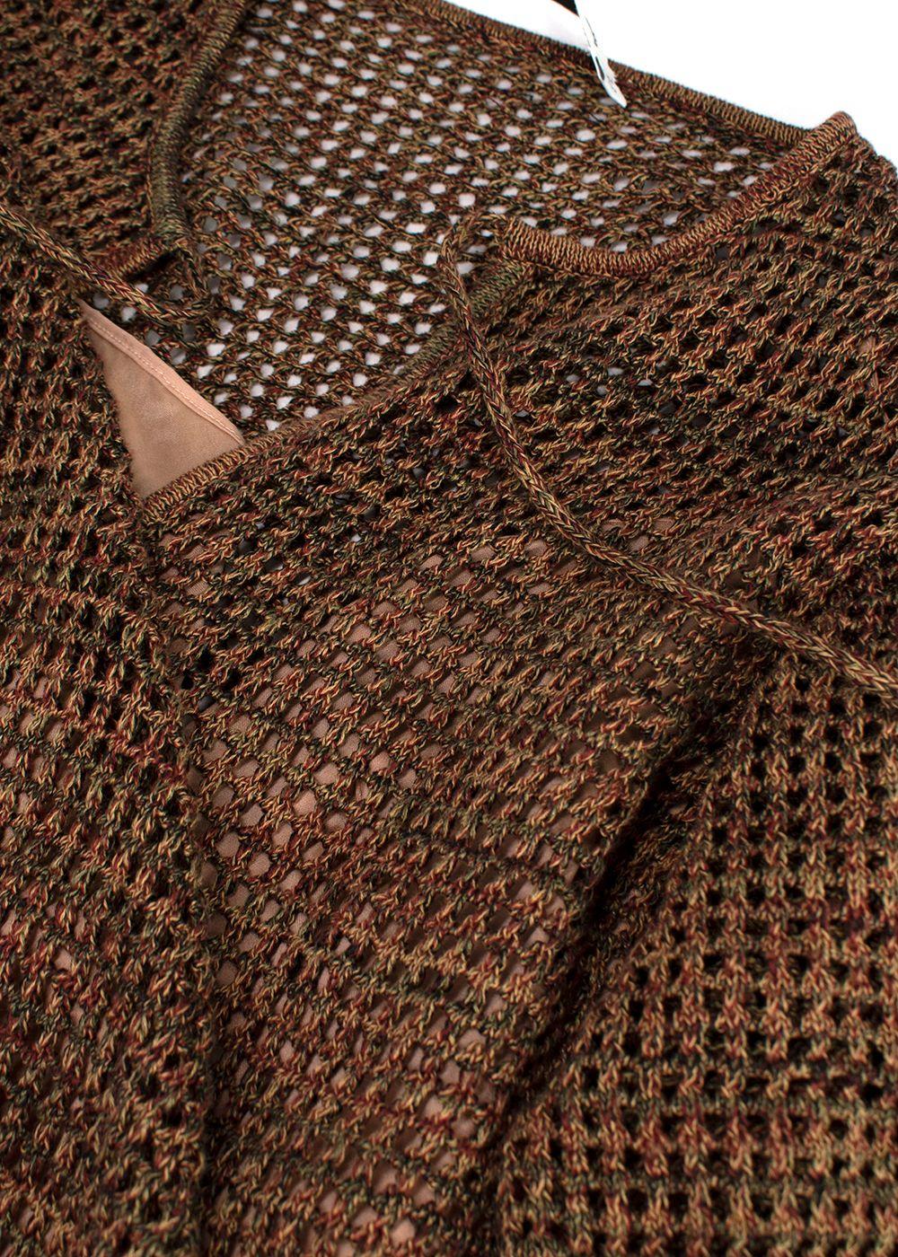 Dior Brown Open Knit Key-hole Neck Jumper