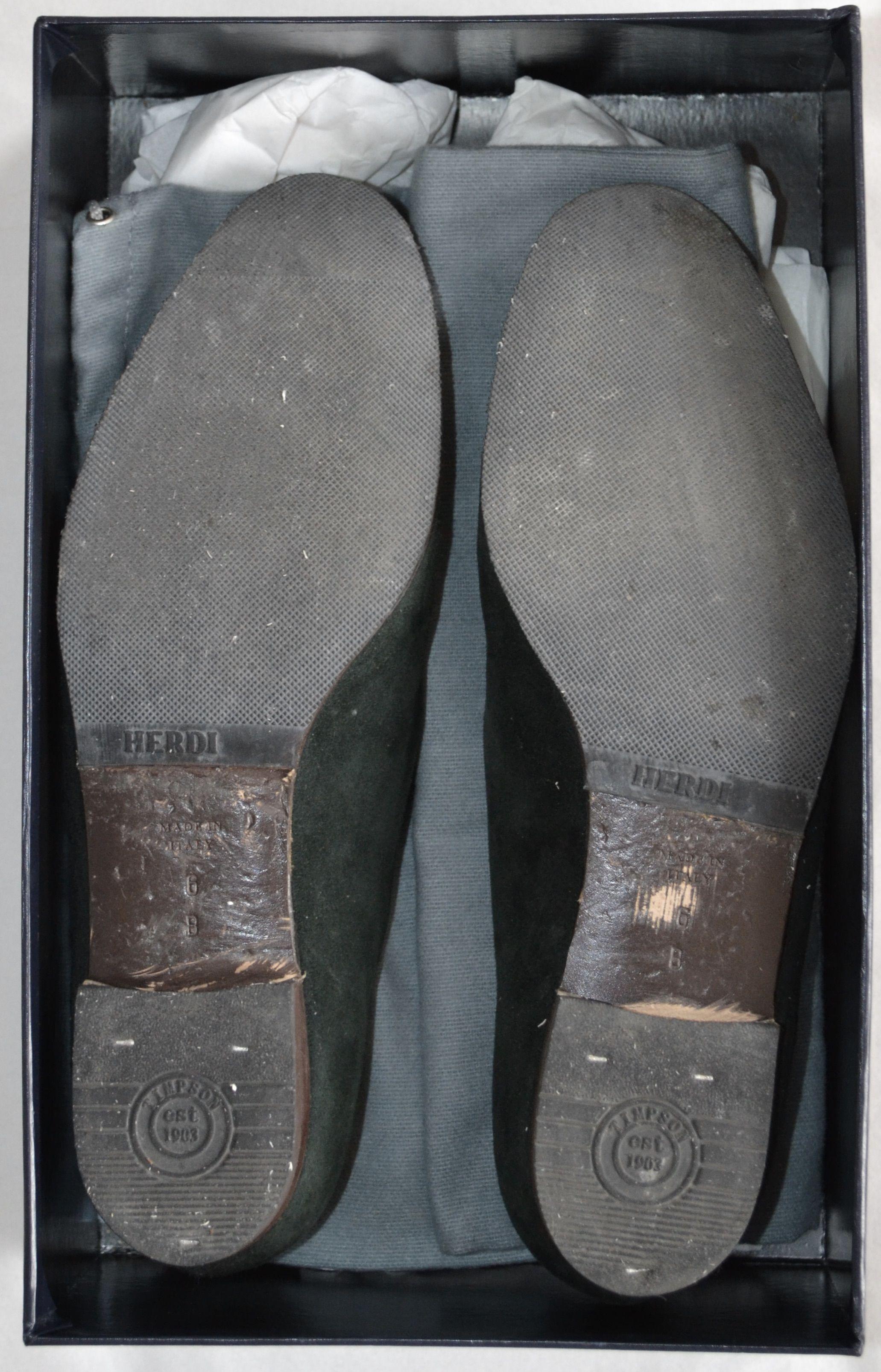Ralph Lauren Collection green suede loafers