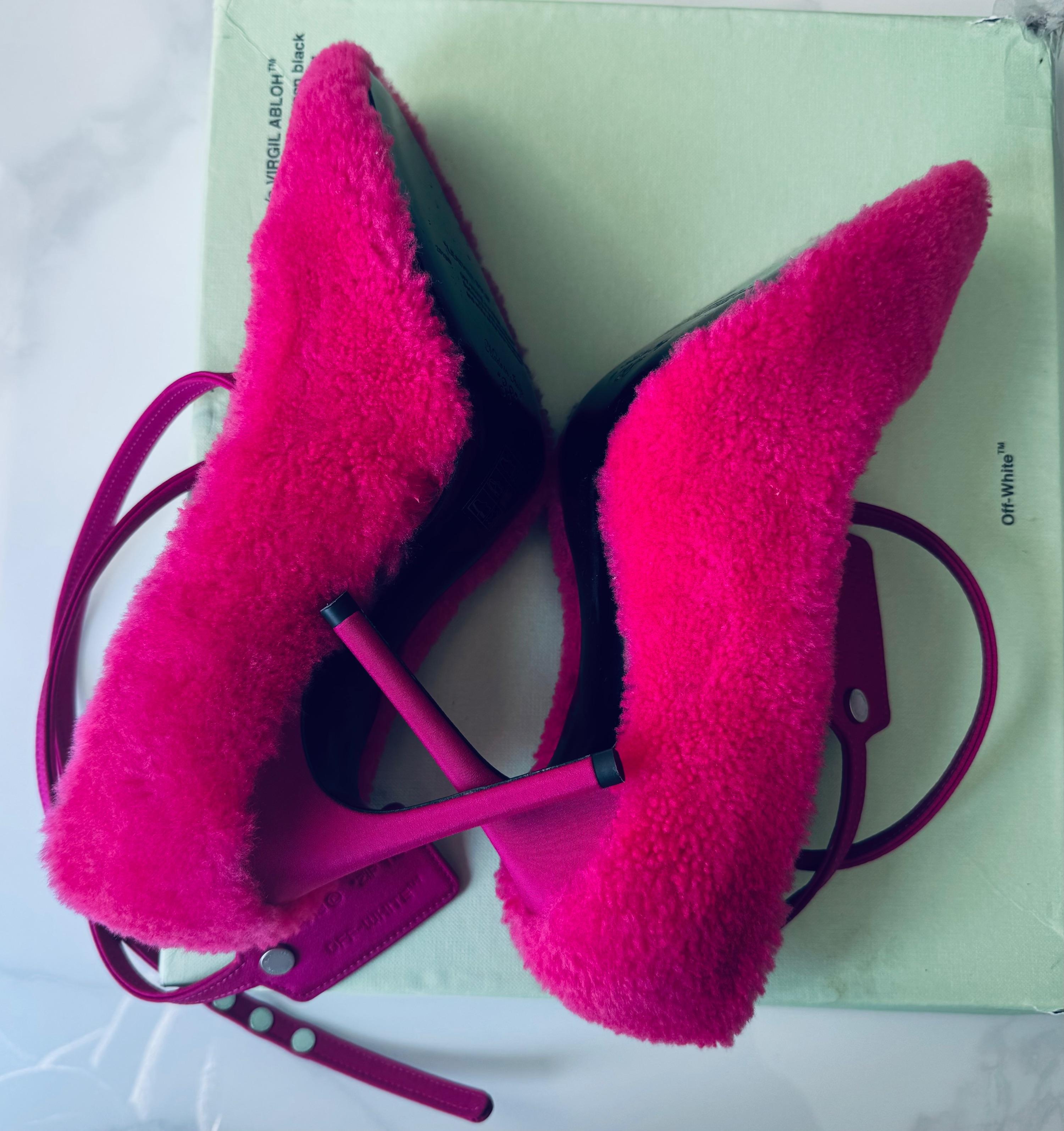 Off White Pink Shearling Pumps