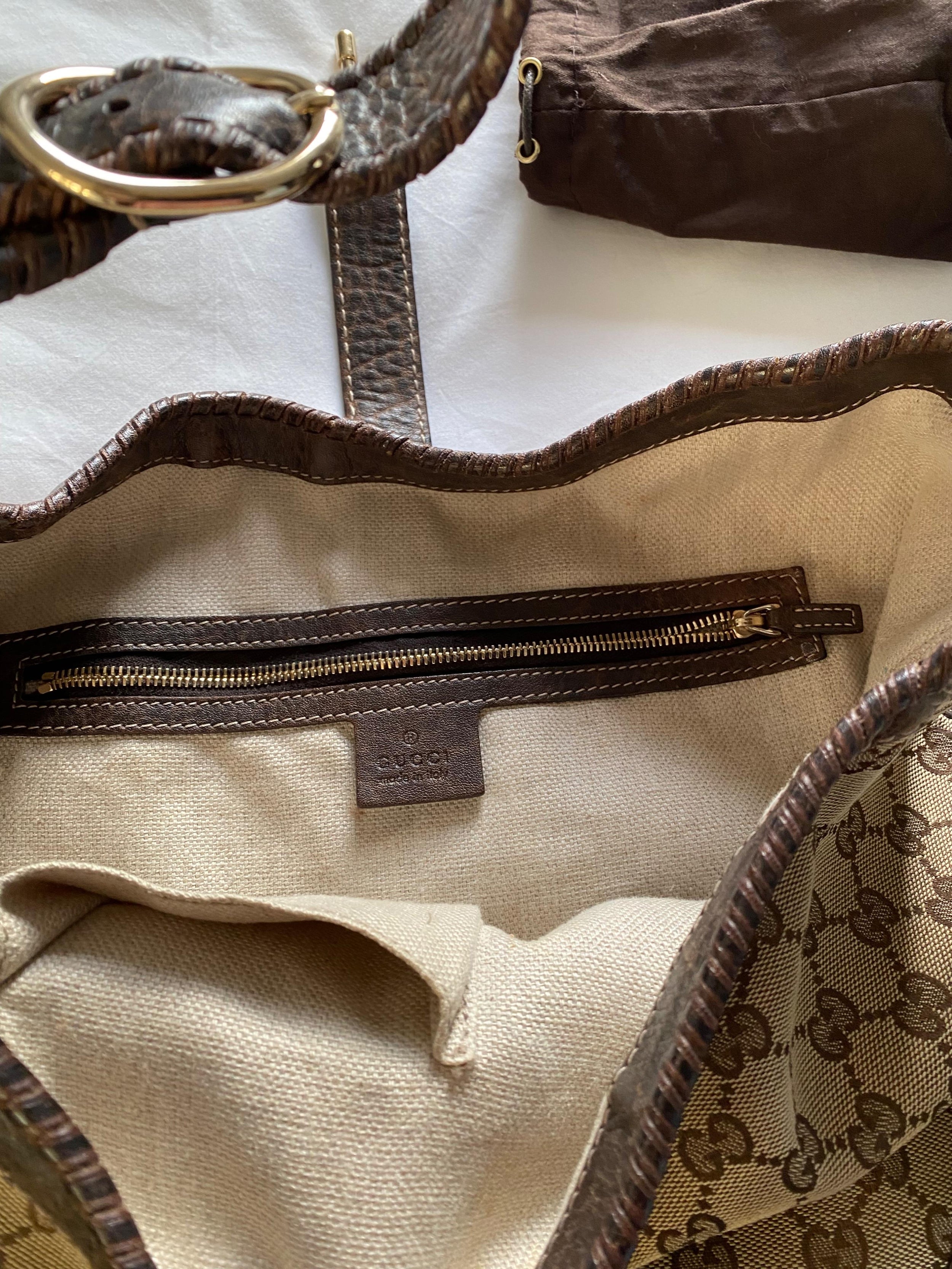 Gucci Brown Monogram Hobo Bag