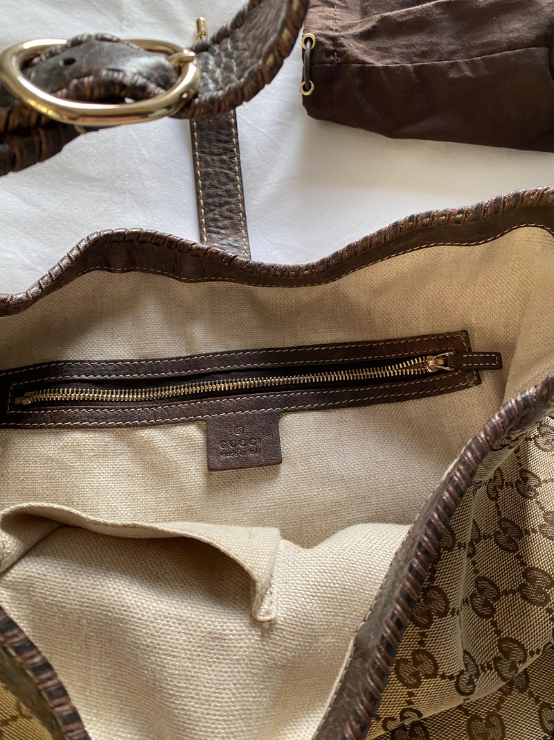 Gucci Brown Monogram Hobo Bag