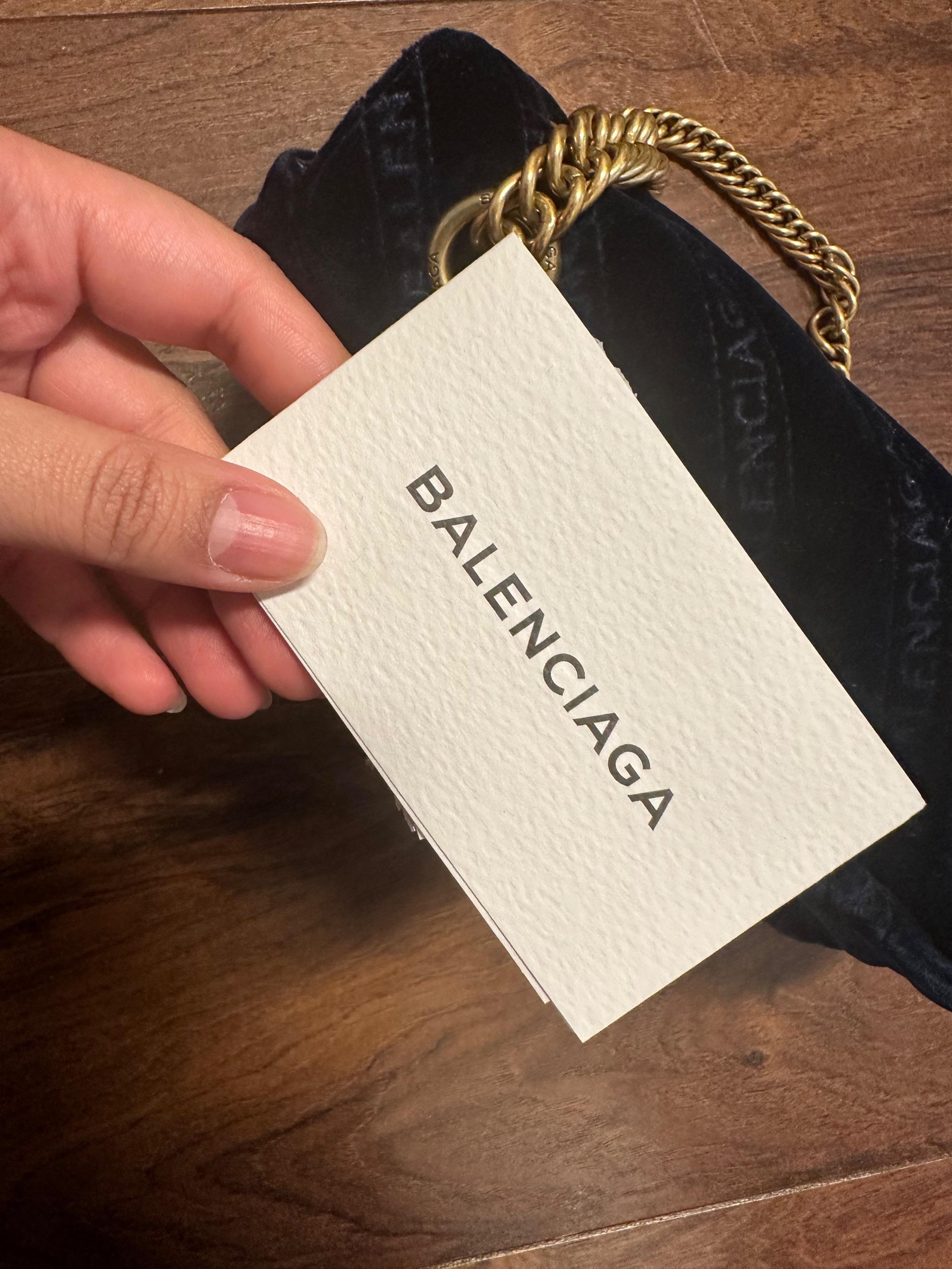 Balenciaga Blue Velvet Matelasse Shoulder Bag