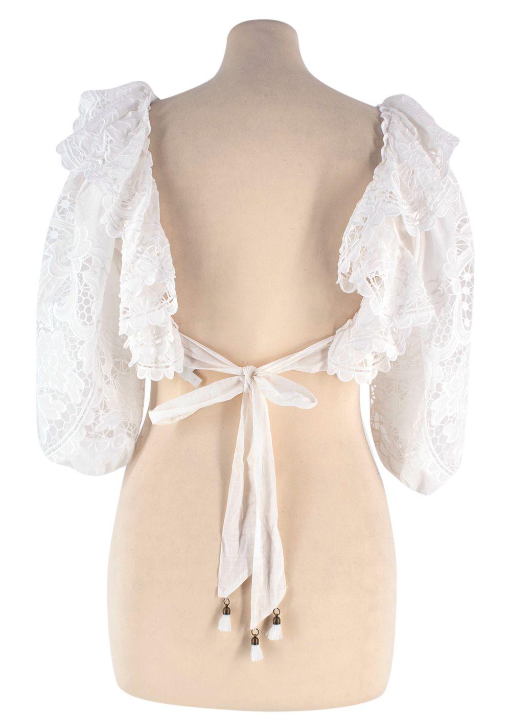 Zimmermann White Lace Lulu Poplin Crop Top