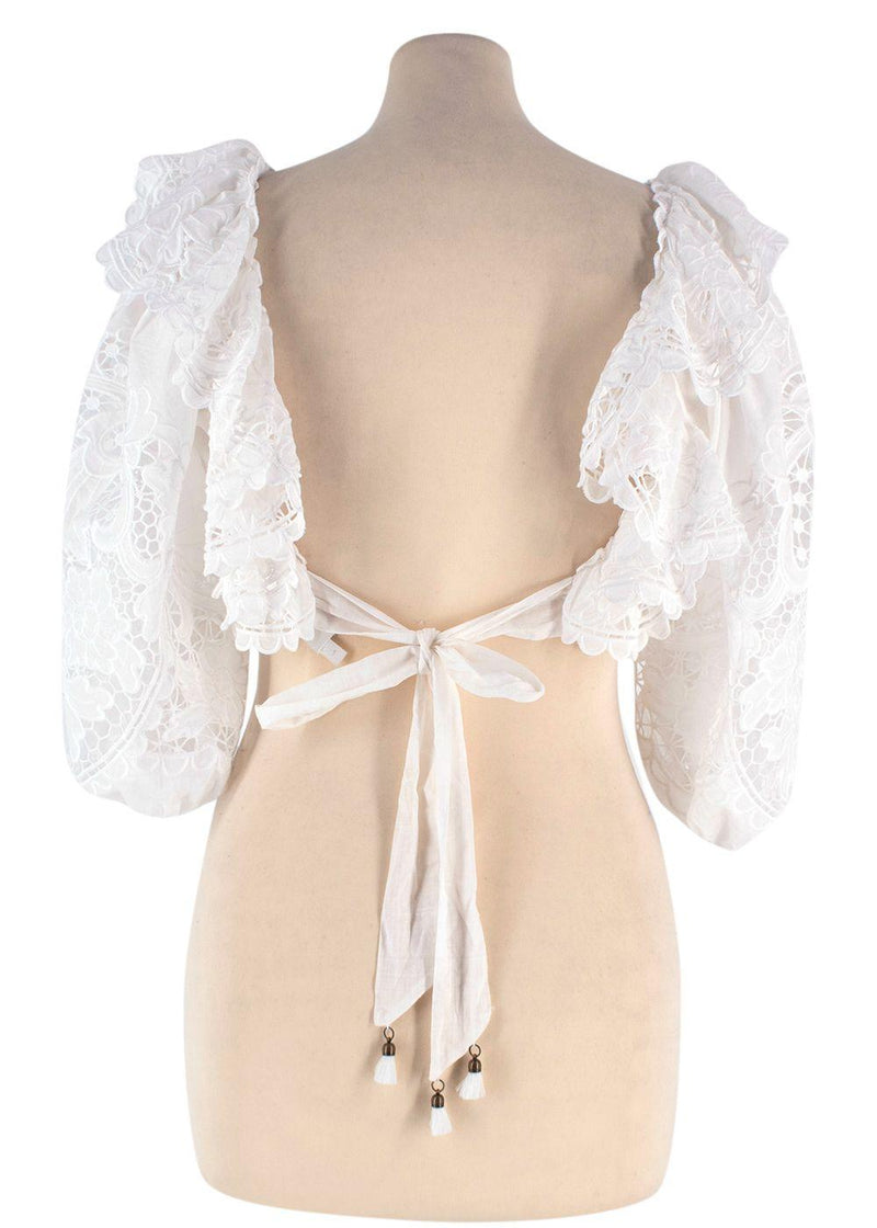 Zimmermann White Lace Lulu Poplin Crop Top