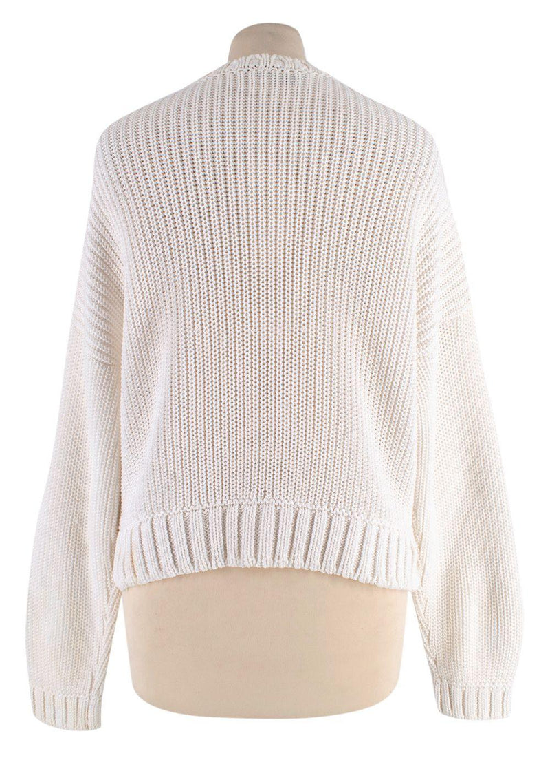 Valentino Ivory Floral Applique Cropped Jumper