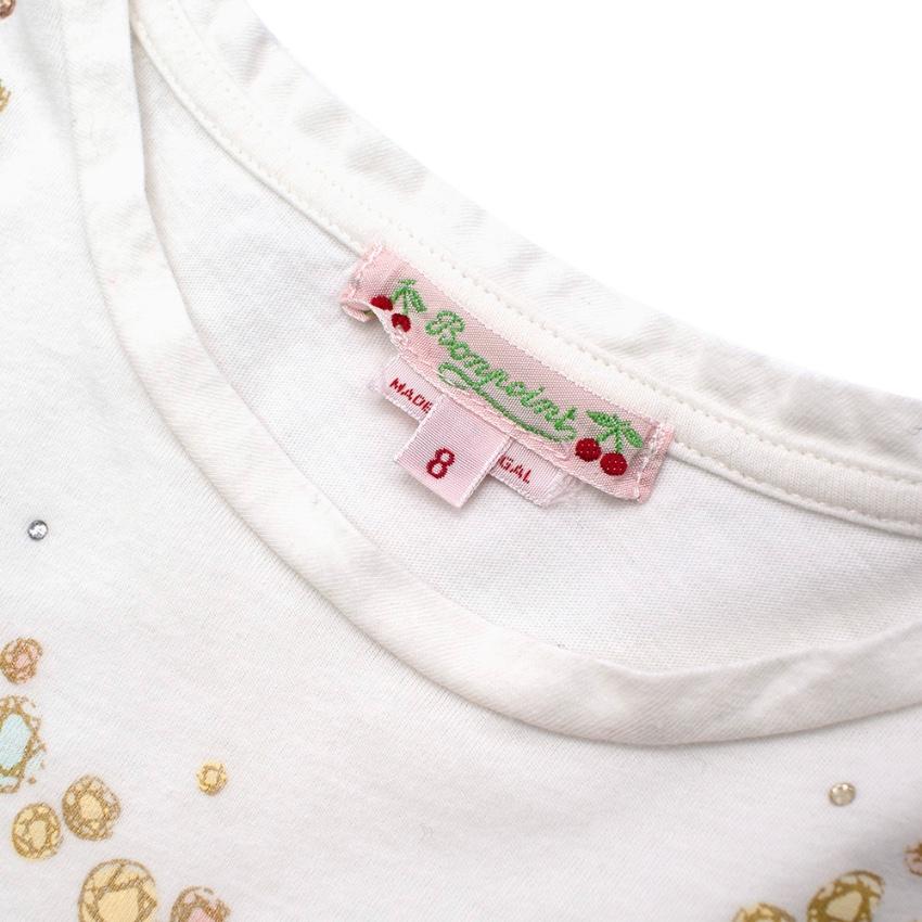 Bonpoint White Cotton Necklace & Strass Print T-shirt