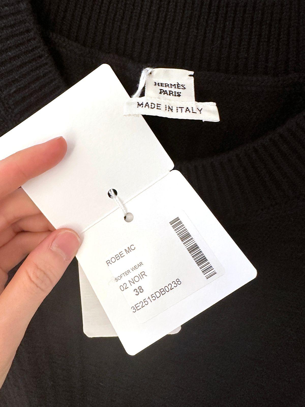Hermes Black H Embossed Wool Dress