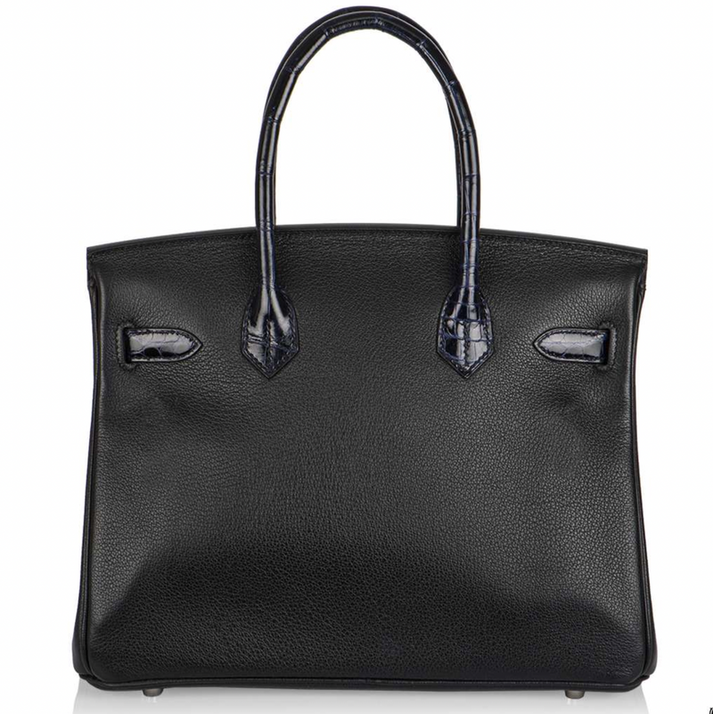 Bleu Marine & Noir Lisse Birkin Touch 30 PHW