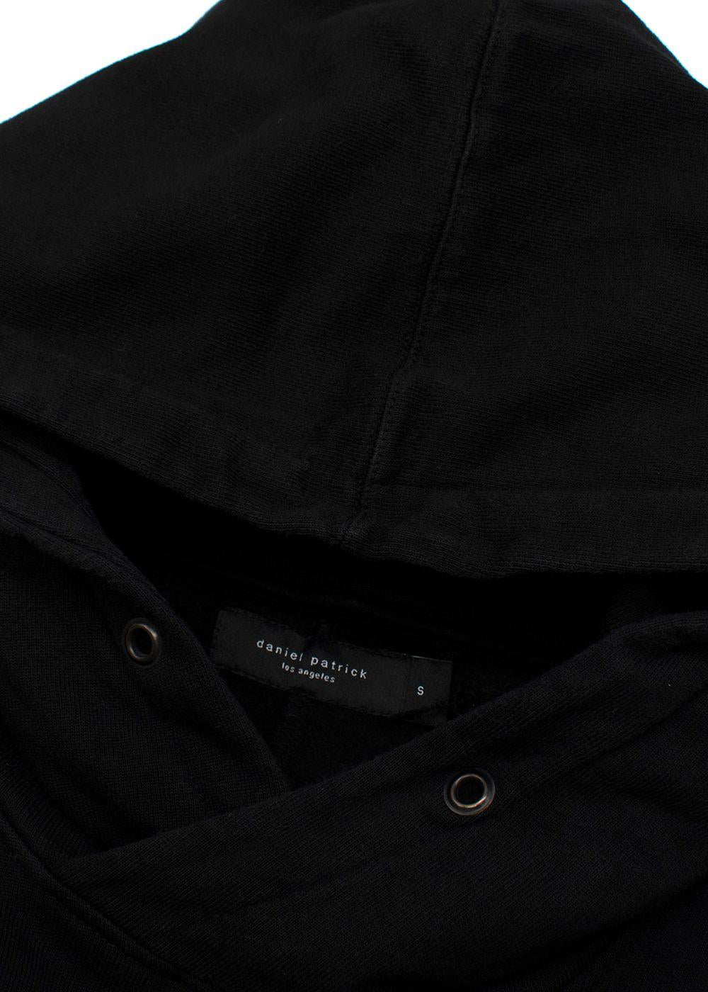 Black cotton jersey logo embroidered hoodie