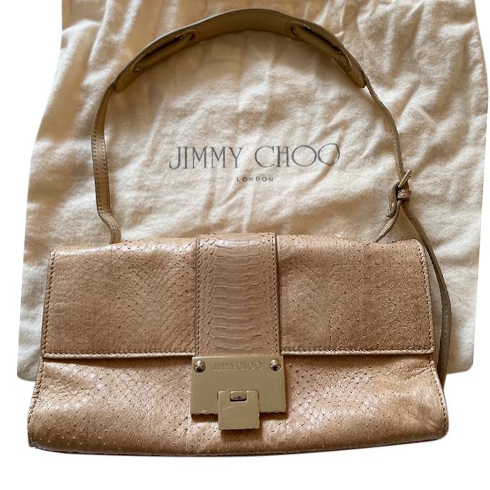 Jimmy Choo Beige Snakeskin Shoulder Bag
