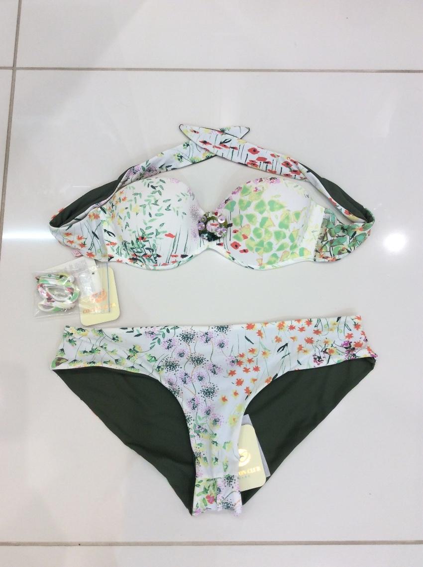 Cotton Club Italy Couture Floral Bandeau Tie Bikini