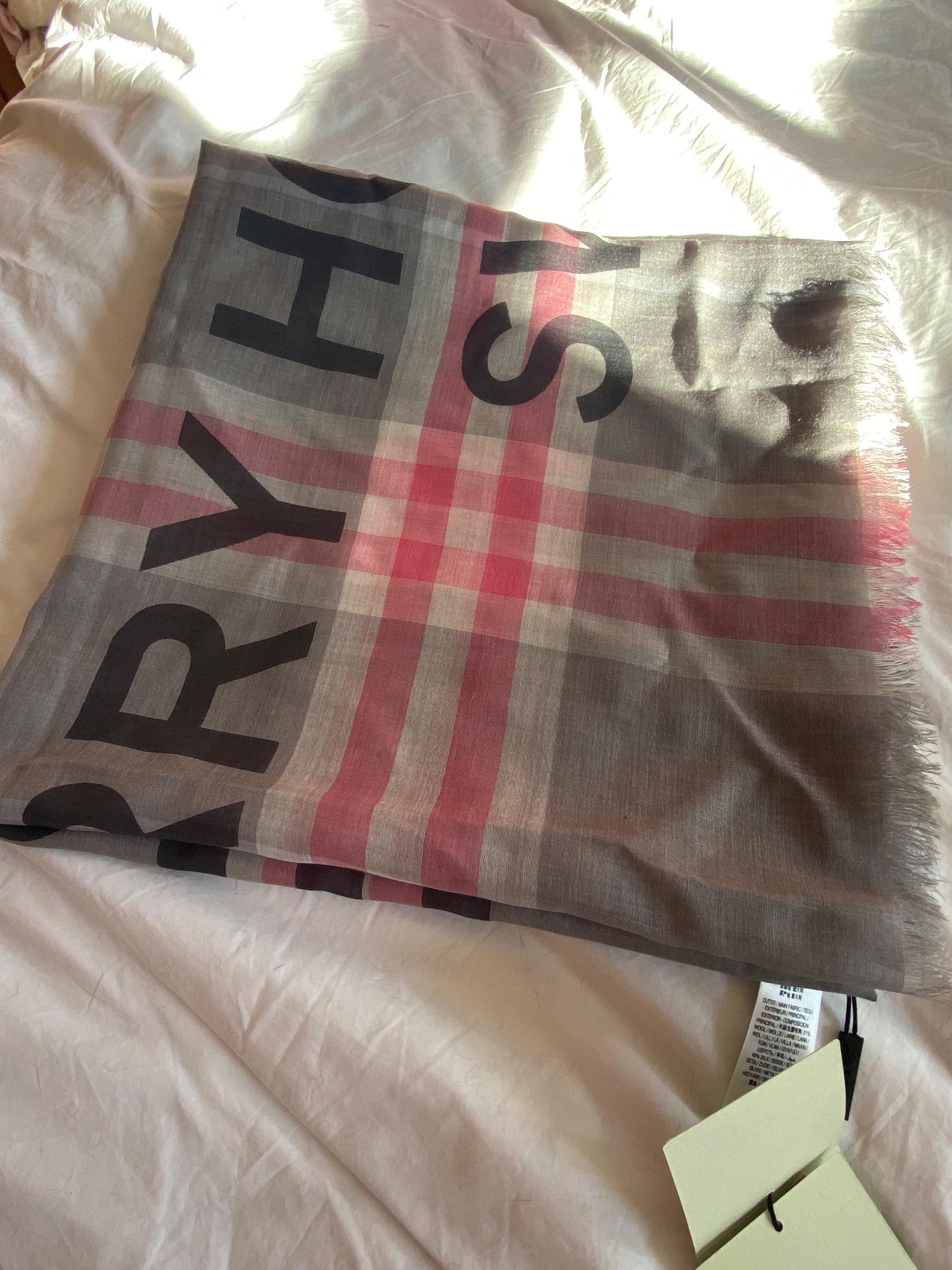 Pink & Grey Horseferry Check Scarf